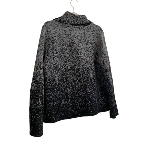 Betty Betty Black Gray Heather One Button Cowl Neck Loose Fit Sweater Sz Medium - Picture 14 of 15